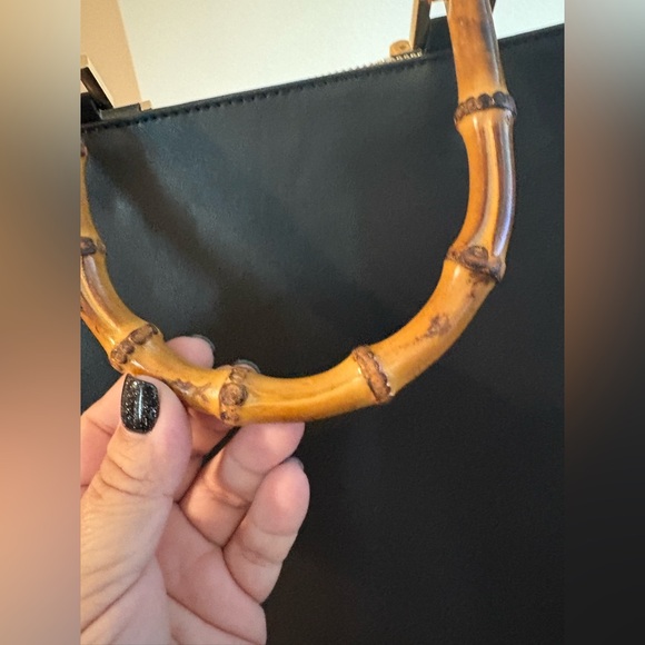 Trina Turk Elegant Black Tote with Bamboo Handles NWT - Picture 2 of 4